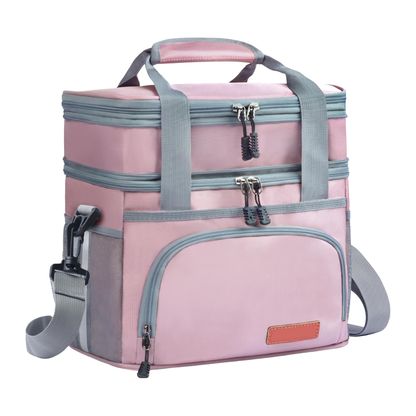 Insulated 16L Lunch Tote with Dual Sections and Adjustable Shoulder Strap