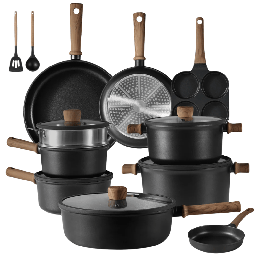 Aluminum and Titanium Cookware Set – 17 Pieces with Lids