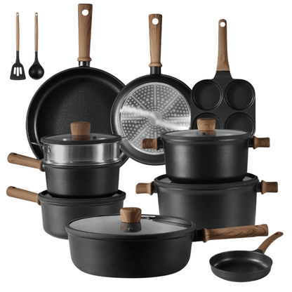 Aluminum and Titanium Cookware Set – 17 Pieces with Lids