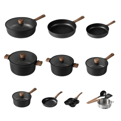 Aluminum and Titanium Cookware Set – 17 Pieces with Lids