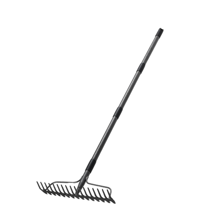 Heavy Duty Metal Rake with 17 Tines and Stainless Steel Handle