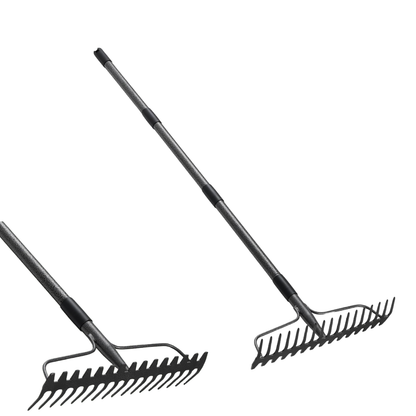 Heavy Duty Metal Rake with 17 Tines and Stainless Steel Handle