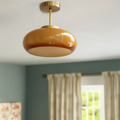 Sophisticated Glass Ceiling Light with Elegant Metal Frame