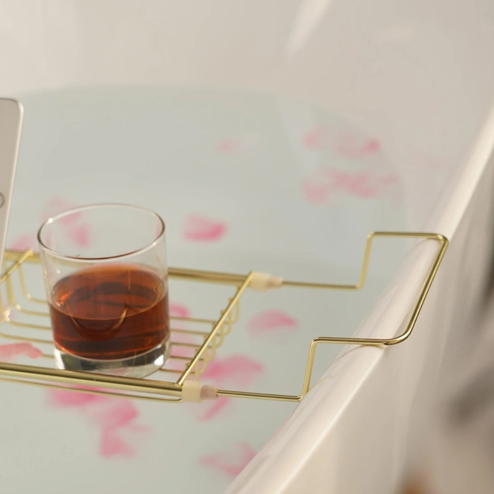 Expandable Bath Tray in Elegant Stainless Steel