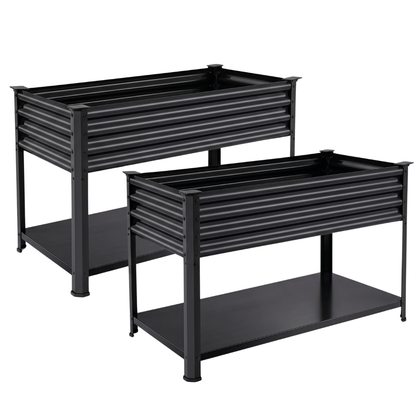 Set of 2 Elevated Galvanized Garden Beds with Legs 48x24x32 in