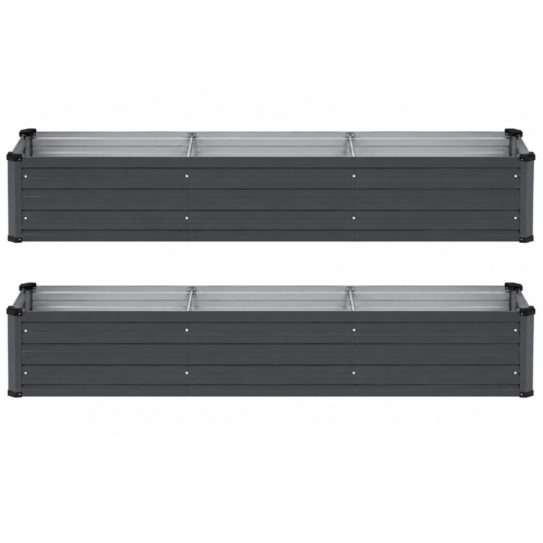 Metal Planter Kit - Set of 2 Galvanized Raised Garden Beds 6 x 2 x 1 FT