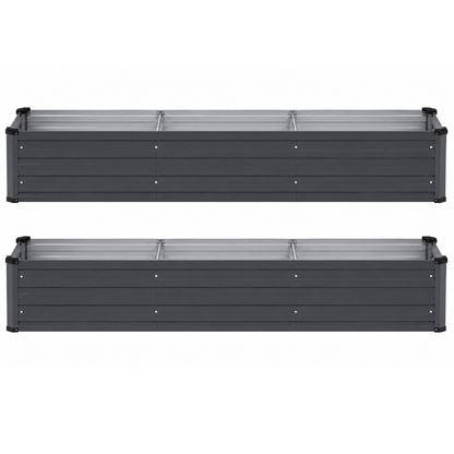 Metal Planter Kit - Set of 2 Galvanized Raised Garden Beds 6 x 2 x 1 FT