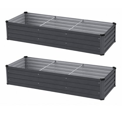 Metal Planter Kit - Set of 2 Galvanized Raised Garden Beds 6 x 2 x 1 FT