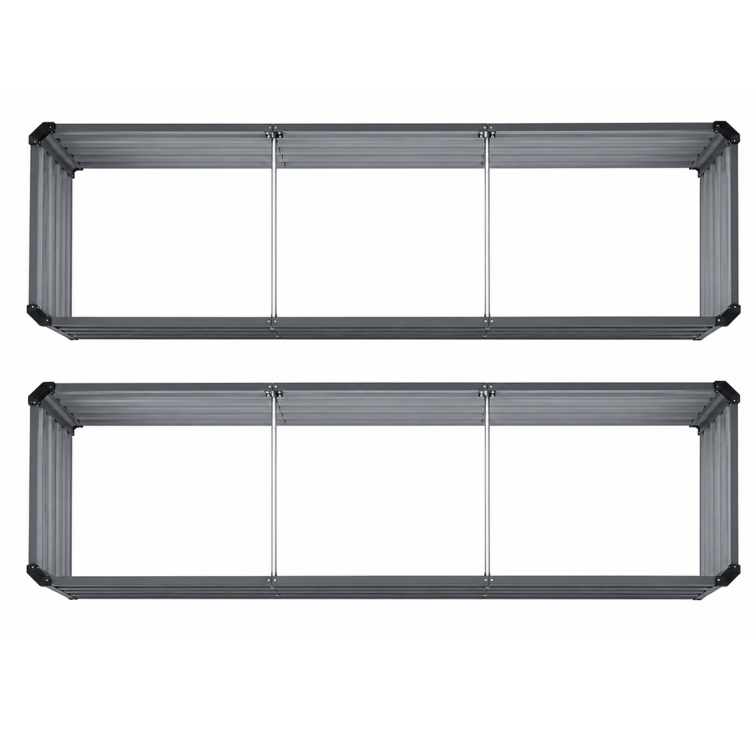Metal Planter Kit - Set of 2 Galvanized Raised Garden Beds 6 x 2 x 1 FT