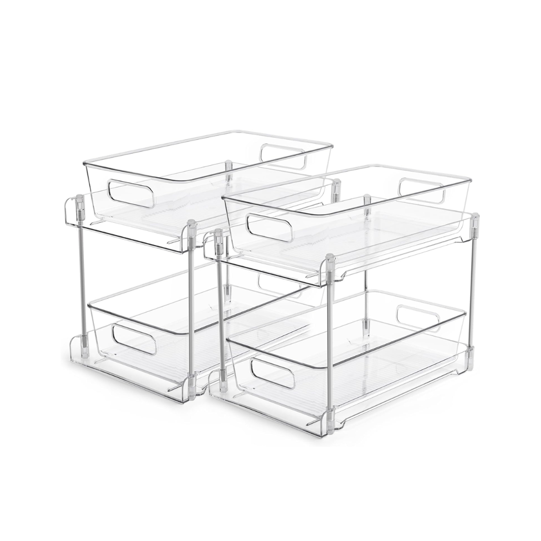 Pull-Out Organizer with 2 Tiers for Cabinet and Countertop Storage