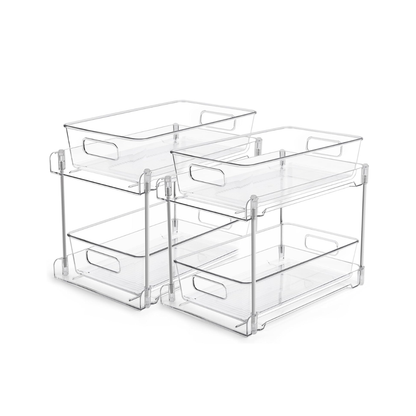 Pull-Out Organizer with 2 Tiers for Cabinet and Countertop Storage