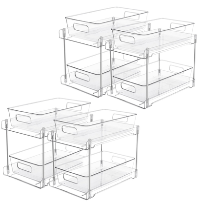 Pull-Out Organizer with 2 Tiers for Cabinet and Countertop Storage