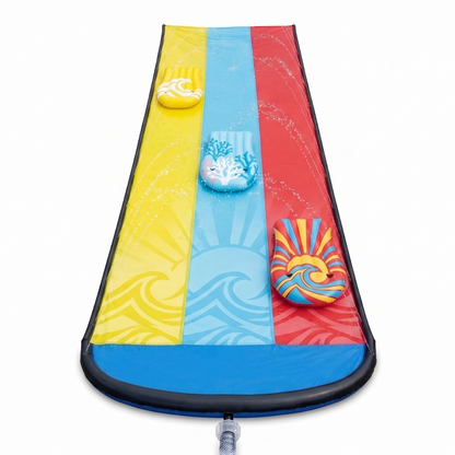 20-Foot Backyard Water Slide with Triple Lanes and 3 Bodyboards