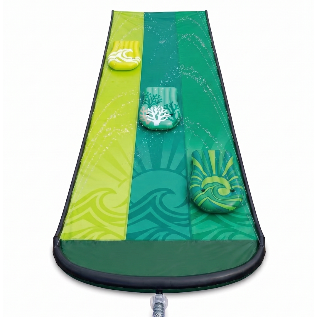20-Foot Backyard Water Slide with Triple Lanes and 3 Bodyboards