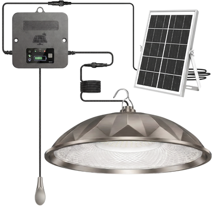 Solar Pendant Light 2000LM with 3 Lighting Modes and Pull String