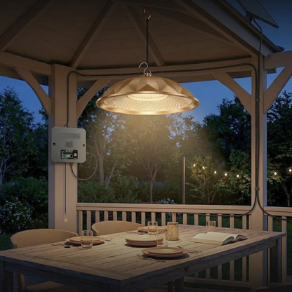 Solar Pendant Light 2000LM with 3 Lighting Modes and Pull String