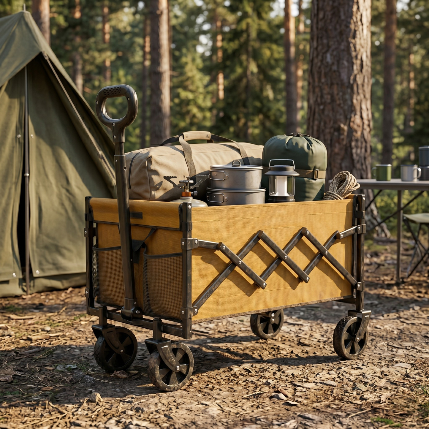 Adjustable Handle Wagon Cart with 220 lb Weight Capacity
