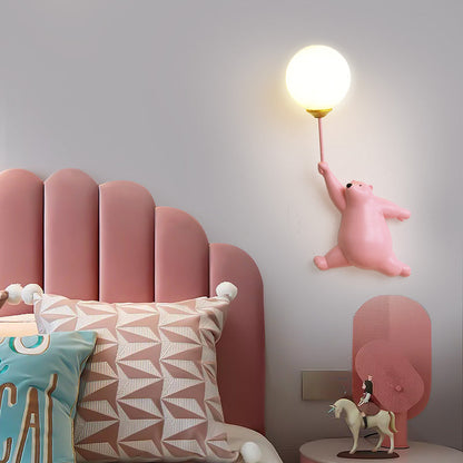 Charming Bear Balloon Wall Lamp for Kids' Spaces