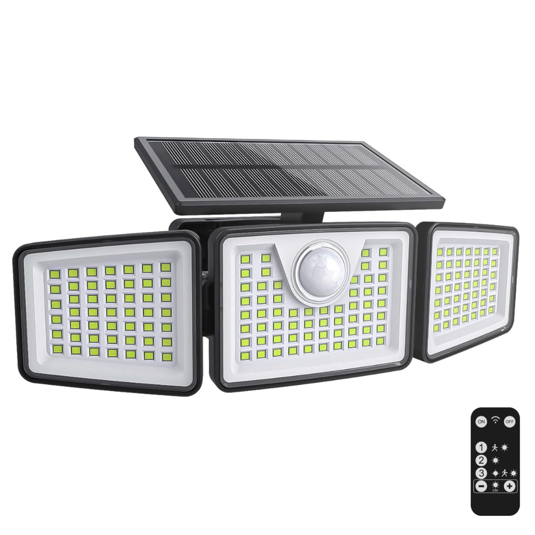 Outdoor Solar Floodlight 2500 Lumens with Motion Detector and Remote