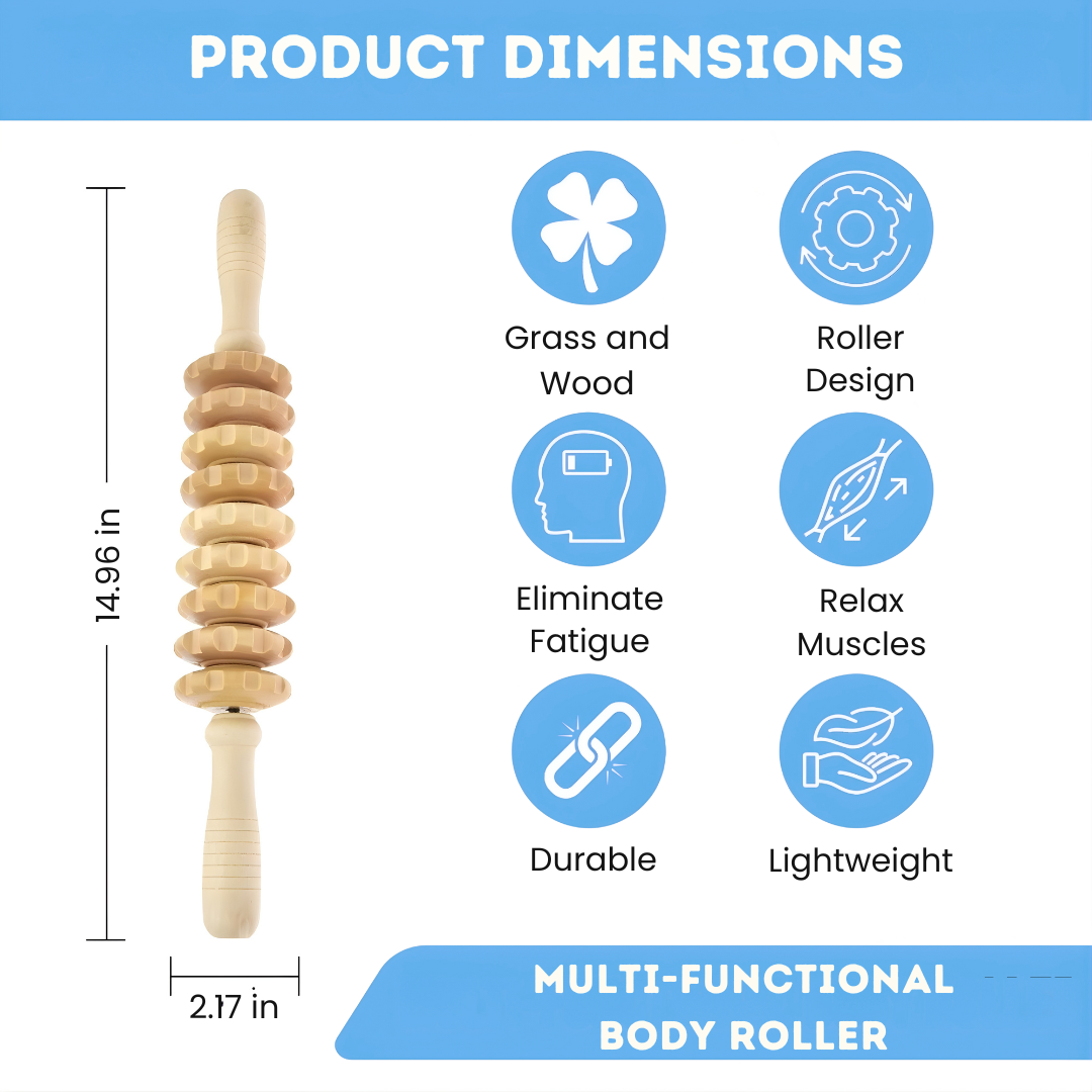 Massage Roller for Fascia Made of Wood
