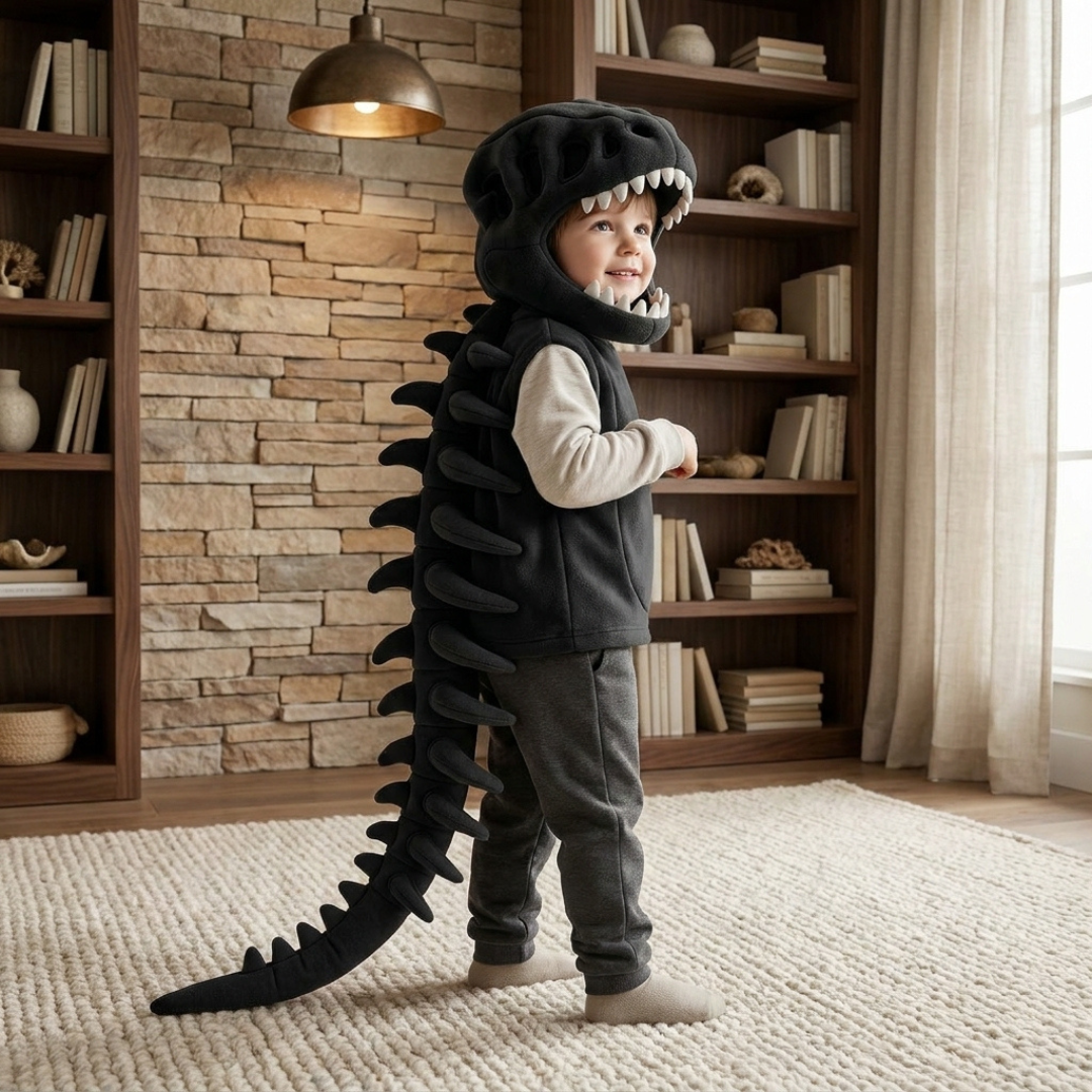 Baby Hoodie in Dinosaur Plush Design
