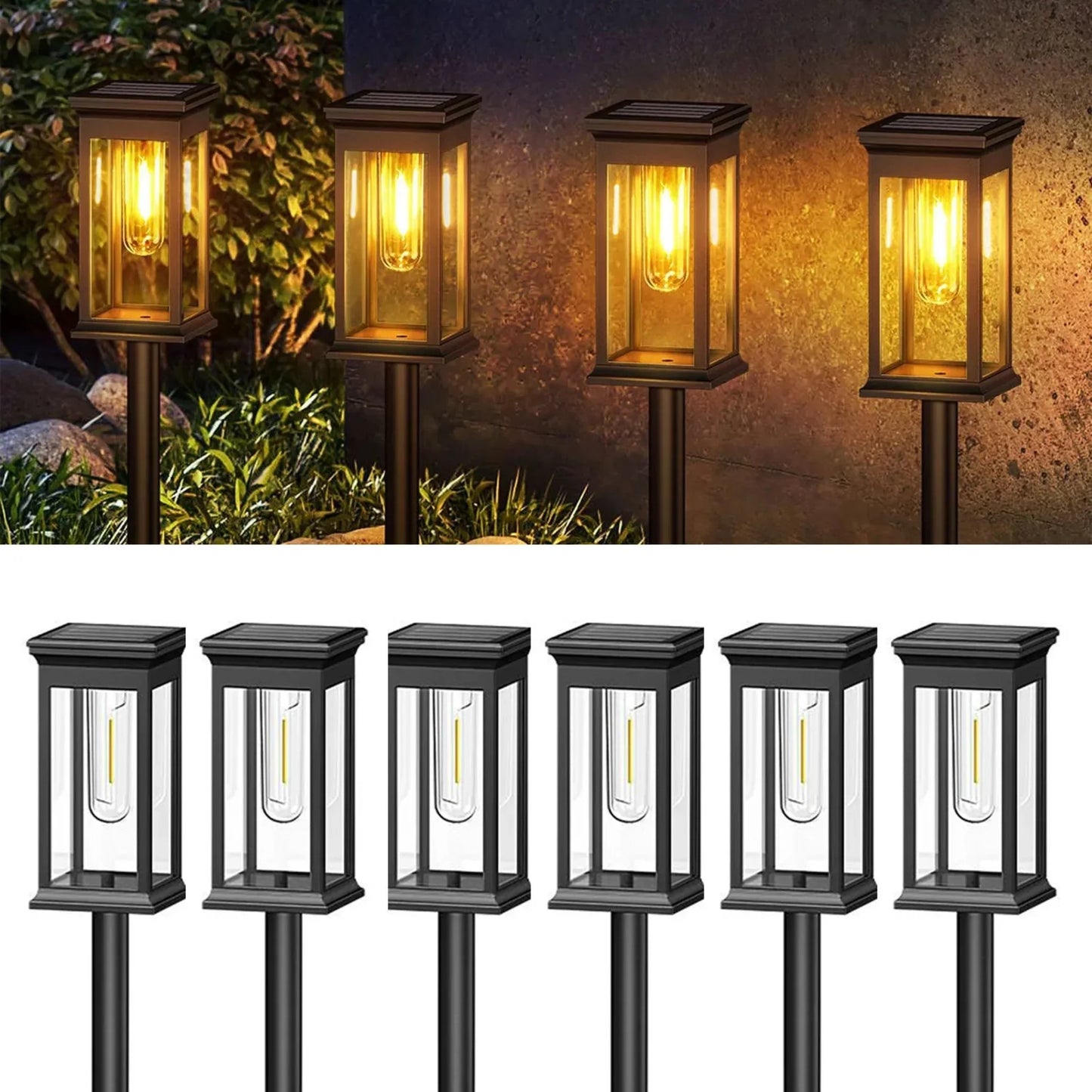 Stylish Solar Garden Lights with Elegant Glass and Metal Design