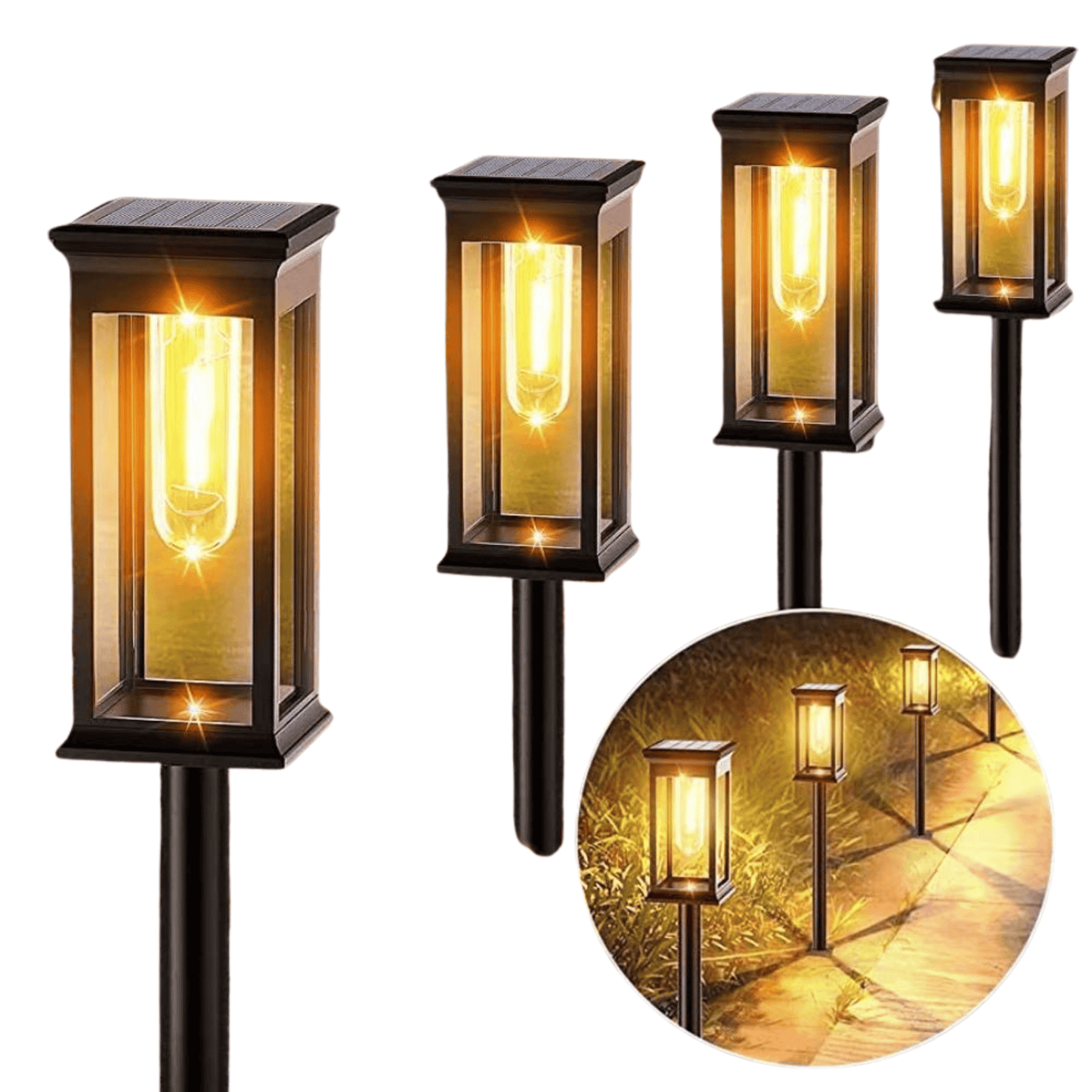 Stylish Solar Garden Lights with Elegant Glass and Metal Design