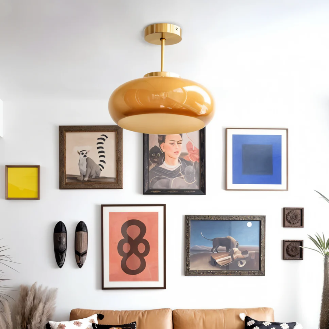 Sophisticated Glass Ceiling Light with Elegant Metal Frame