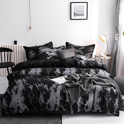 Elegant Black Marble-Inspired 3-Piece Bedding Collection