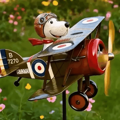 Rust-Resistant Vintage Airplane Wind Twirler for Gardens