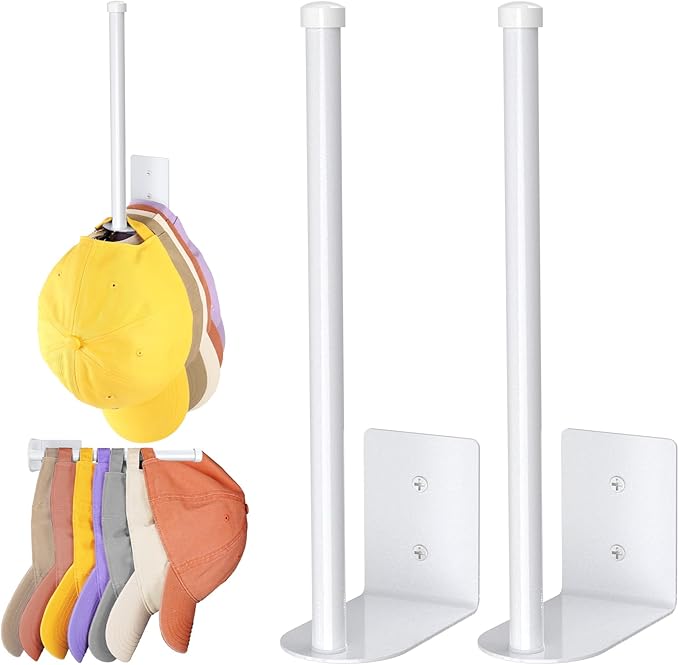 Wall-Mounted Cap Storage Organizer - 2-Piece Stainless Steel Rack