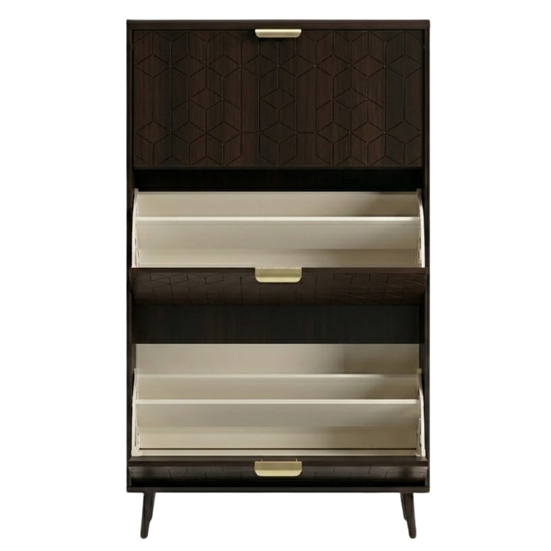 Slim Shoe Storage Cabinet with 3 Drawers, Flip Compartments, and Top Shelf