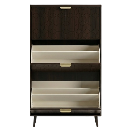 Slim Shoe Storage Cabinet with 3 Drawers, Flip Compartments, and Top Shelf