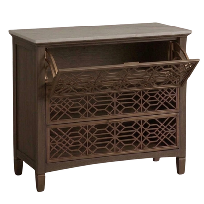 Rustic 3-Tier Shoe Storage Cabinet with Flip Drawers and Doors