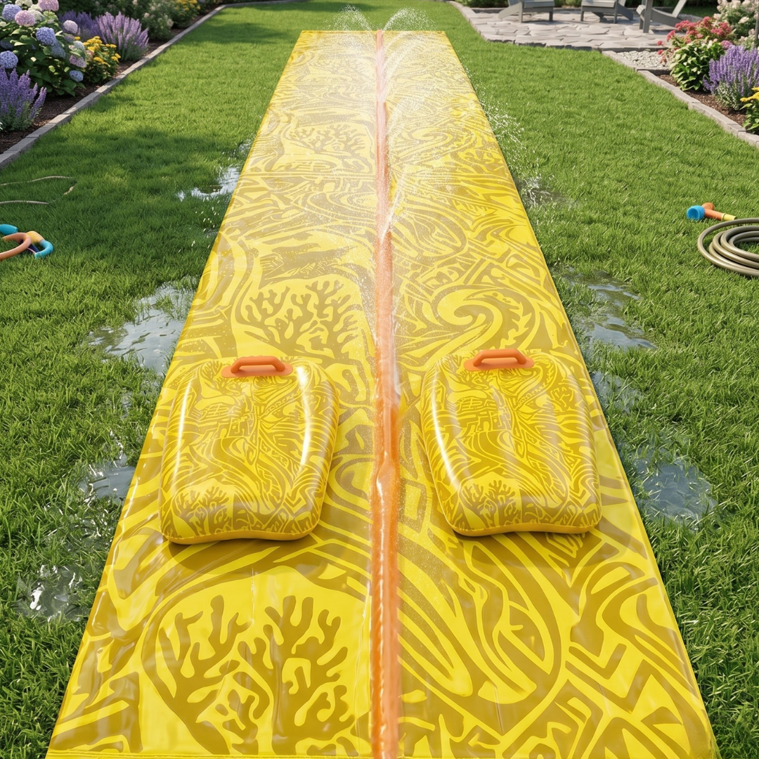 30-Foot by 4.5-Foot Water Slip and Slide for Lawn with Sprinklers & 2 Boards