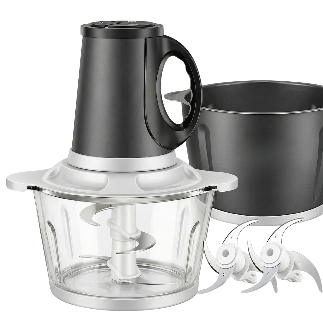 Electric Food Processor 300W with Dual 8-Cup Bowl and 3-Speed Settings