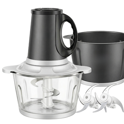 Electric Food Processor 300W with Dual 8-Cup Bowl and 3-Speed Settings
