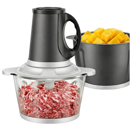 Electric Food Processor 300W with Dual 8-Cup Bowl and 3-Speed Settings