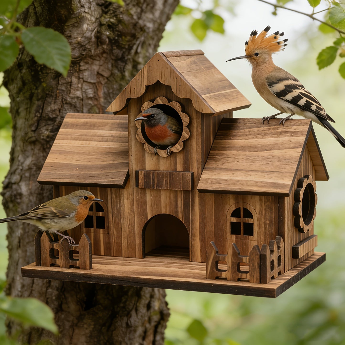 Spacious Oak Nesting Haven for Garden Birds