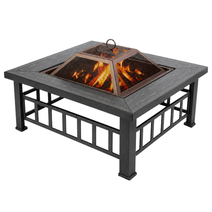 Metal Fire Bowl Table for Outdoors - 32 Inch Wood Burning Design
