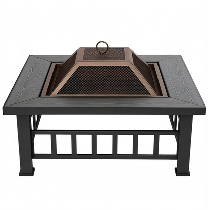 Metal Fire Bowl Table for Outdoors - 32 Inch Wood Burning Design