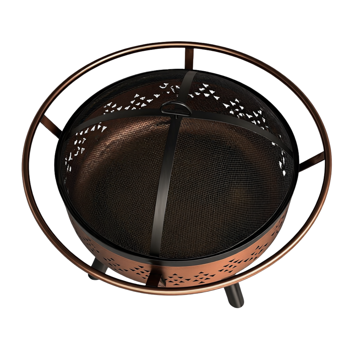 32-Inch Round Fire Pit for Patio - Metal Wood-Burning Design with Mesh Cover