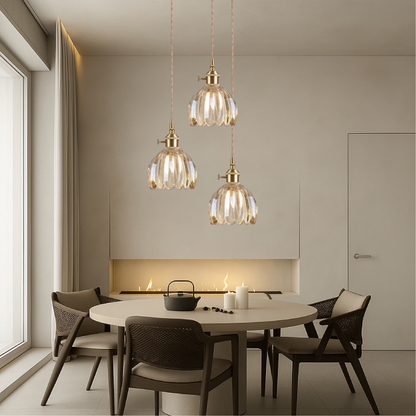 Elegant Textured Glass Pendant Light with Adjustable Height