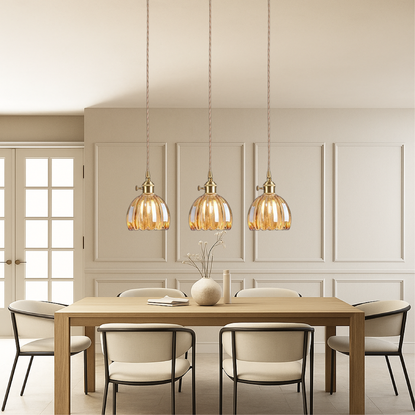 Elegant Textured Glass Pendant Light with Adjustable Height