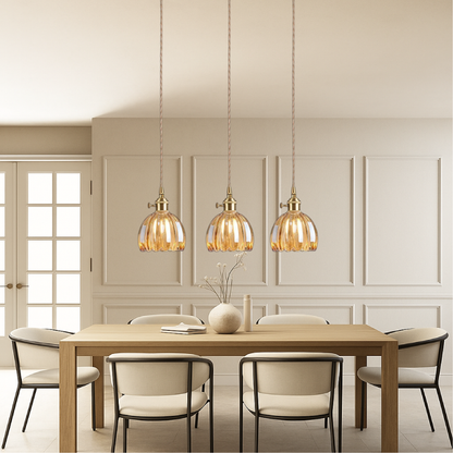 Elegant Textured Glass Pendant Light with Adjustable Height