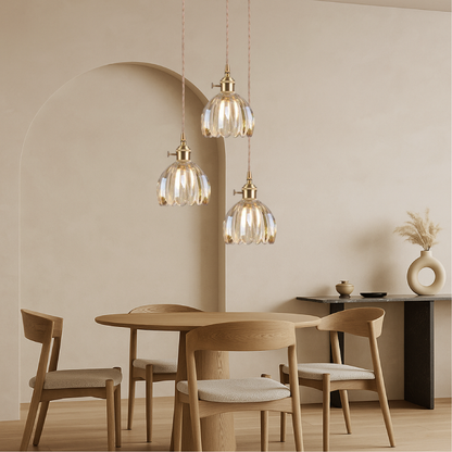 Elegant Textured Glass Pendant Light with Adjustable Height