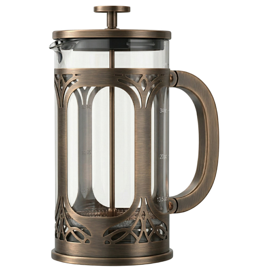 Stainless Steel Filtered 34oz Glass Coffee Press Brewer