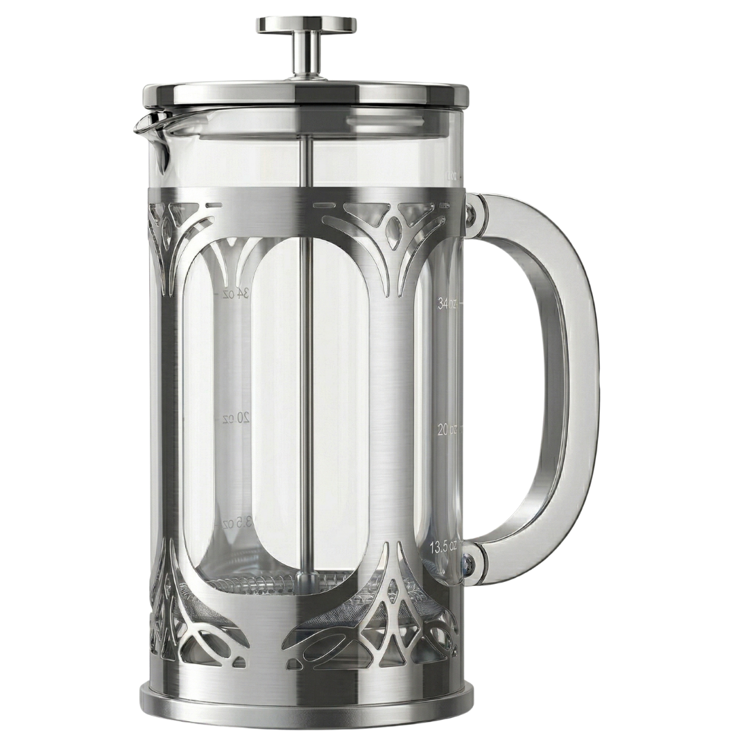 Stainless Steel Filtered 34oz Glass Coffee Press Brewer