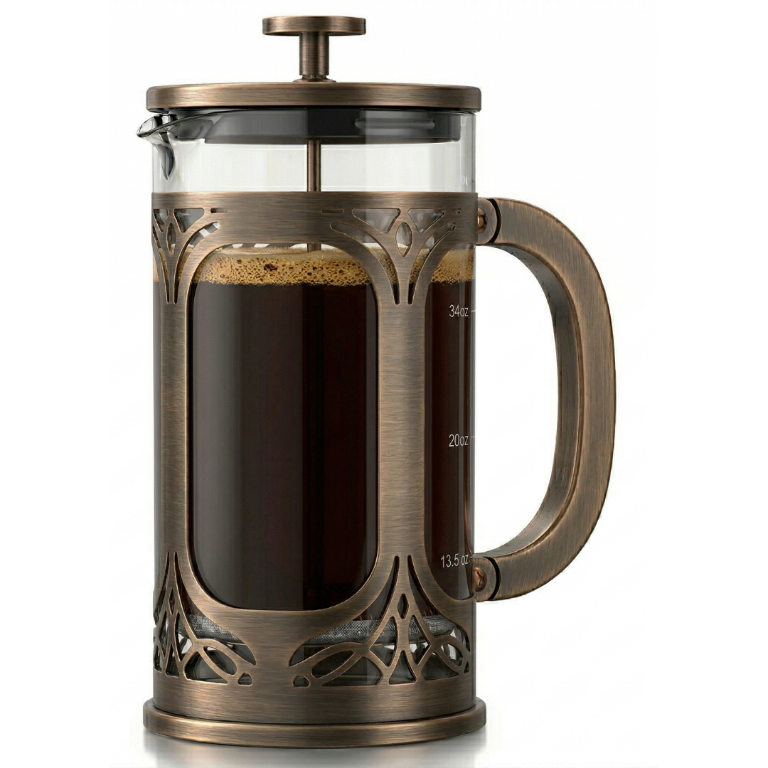 Stainless Steel Filtered 34oz Glass Coffee Press Brewer