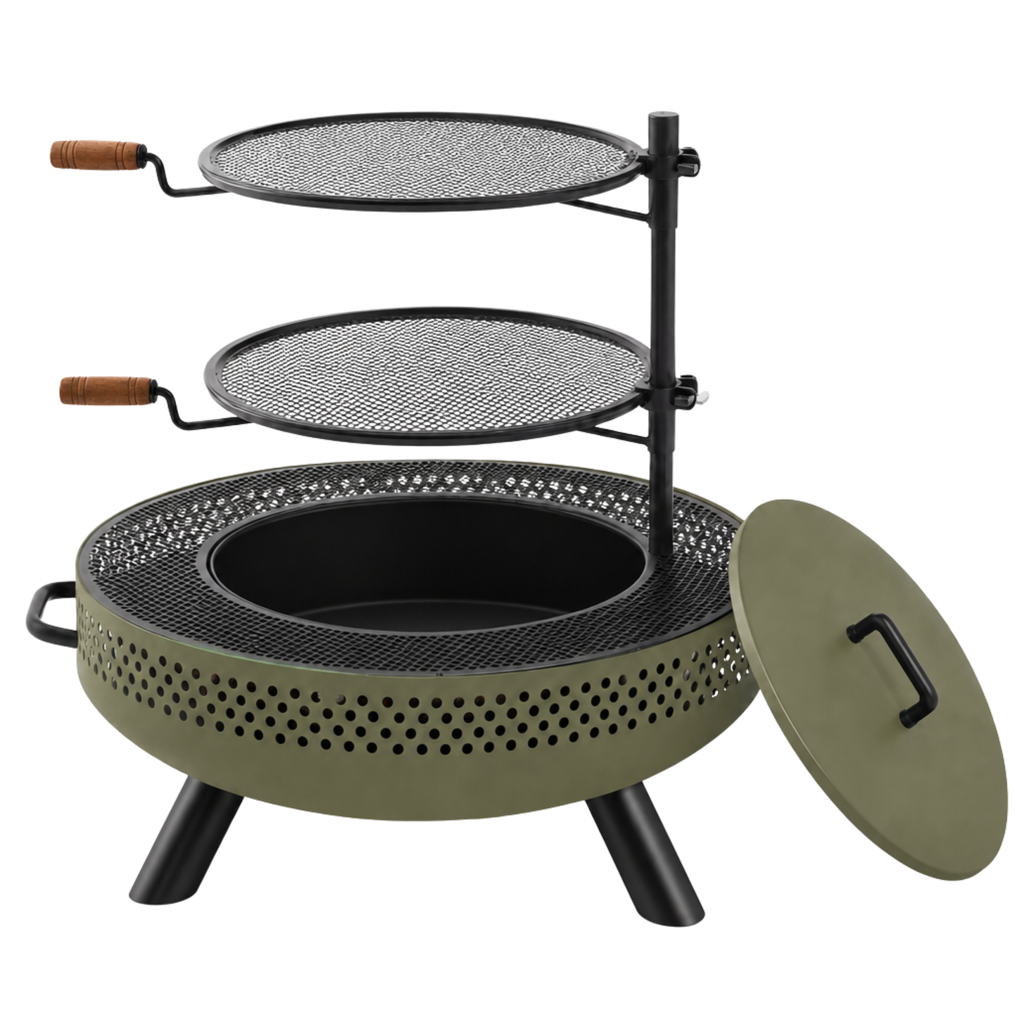Outdoor Fire Pit 35 Inches with Two Cooking Grates and Cover